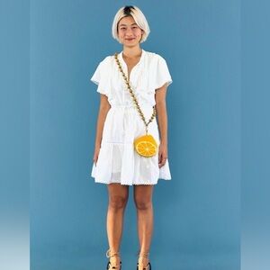 anthropologie white beaded flower dress BHLDN Floral Appliqu Fit-and-Flare Mini Dress